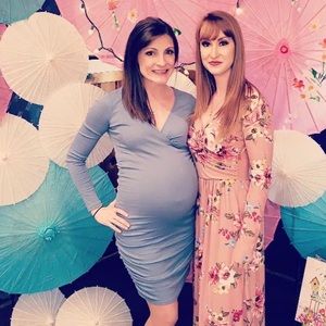 PinkBlush Periwinkle Ribbed Fitted Maternity/Nursing Dress XS